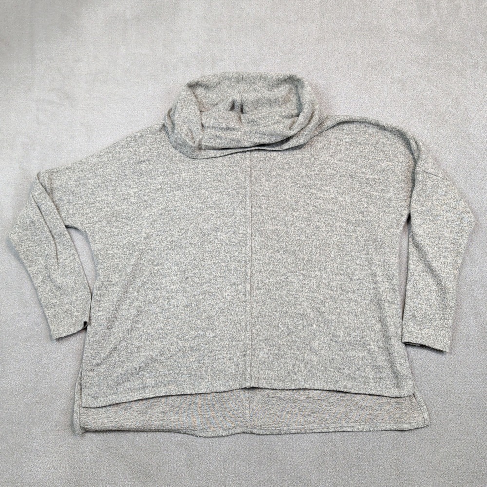 Status by Chenault Minimalist Cowl Neck Sweater XS Gray Marled Oversized Relaxed